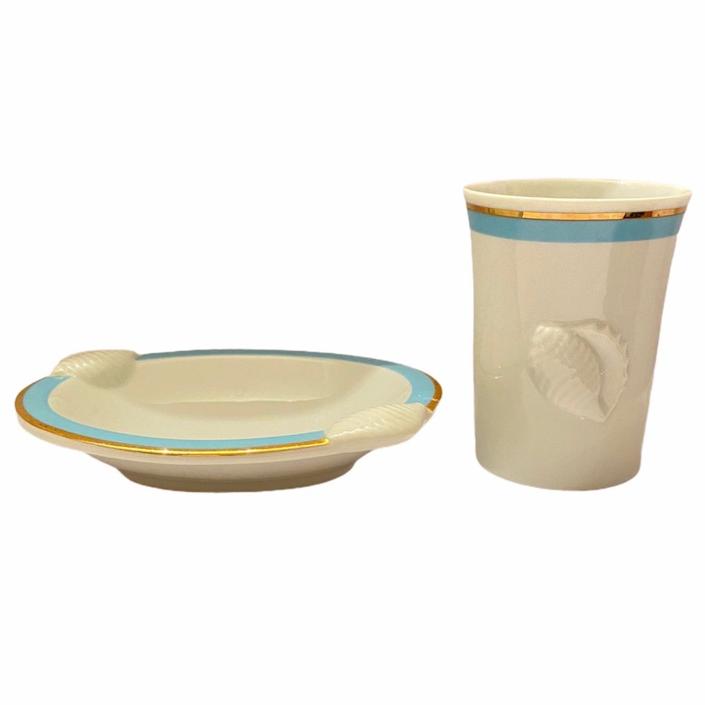 Ben Rickert Seashell Fine China Soap Dish & Cup